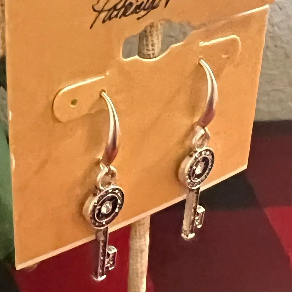 Patricia Nash Silver Key Charm Earrings
